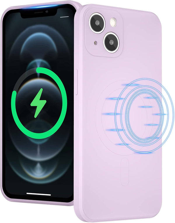 UEEBAI Liquid Silicone Wireless Charging Phone Case for iPhone 13, Built-in Magnets Compatible with MagSafing - Mauve