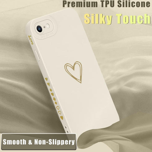 Teageo Cute Luxury Heart Phone Case for iPhone SE 2022, SE 2020, iPhone 7, iPhone 8, Soft Anti-Scratch Full Camera Lens