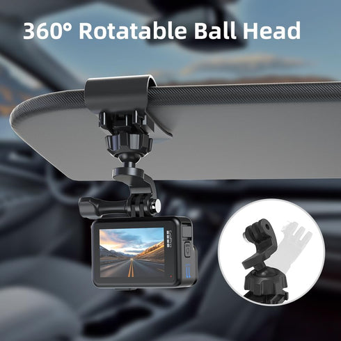 Car Sun Visor Mount VLOG/Video Holder, Quick Clip Mount for Car Sun Visor Compatible with DJI Action 4/3, Insta360, AKASO and More