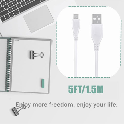 3.3ft S-100 White Micro USB Power Charging Cord Cable Lead Replacement for Sound Oasis White Noise Machine & Speaker