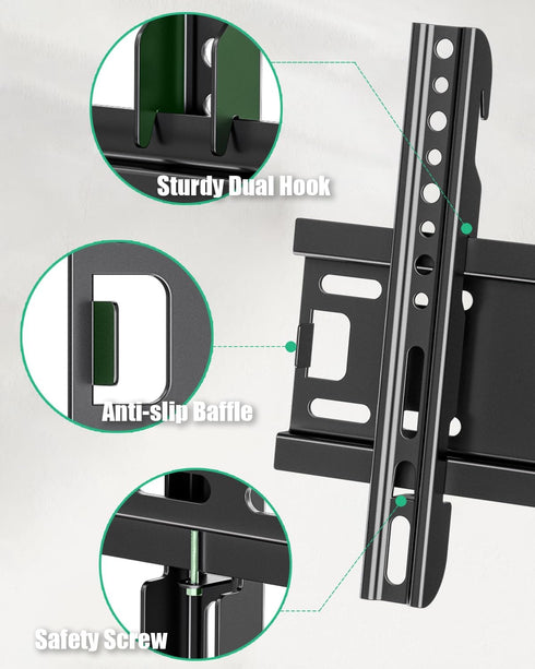 Fixed TV Wall Mount for 14-43 Inches Flat Screen TVs, Low Profile Bracket Holds Up to 55lbs, Max VESA 200x200mm
