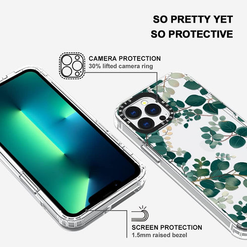 MOSNOVO iPhone 13 Pro Max Case, Clear TPU Bumper with Buffertech 6.6ft Military-Grade Drop Protection, Eucalyptus