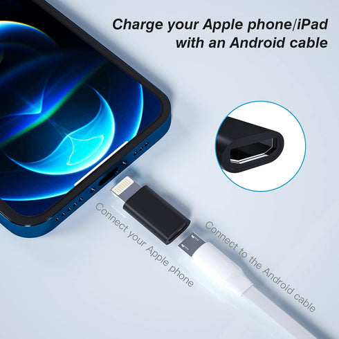 Micro USB to Lightning Adapter (3-Pack) for iPhone 13, 12, 11 Pro Max, iPad & More - Charge & Sync Connector