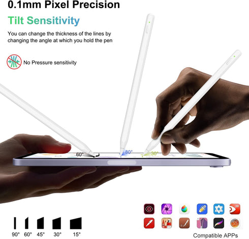 Wireless Charging Pencil 2nd Generation - Stylus Pen for iPad Pro with Palm Rejection, Compatible with iPad/Mini/Air/Pro