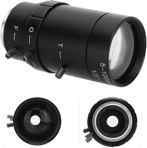 Zoom Camera Lens, 1.3MP Zoom CCTV Lens CS Mount Manual Aperture 5-100mm Aluminum Alloy Low Distortion High