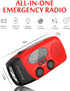 Solar Emergency Hand Crank Weather Radio, Portable NOAA AM/FM Radios with SOS Alarm, Red