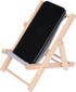 Hanpo 6.7 inches Mini Wood Beach Chair Phone Stand, Cute Fabric Foldable Cell Phone Holder for Desk, Novelty Phone Dock