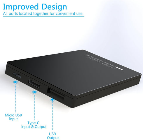 Dual USB Output Super Slim Power Bank, Ultra Thin 3000mAh Portable Charger Mini External Phone Battery Pack