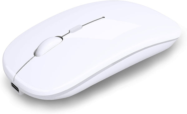 AIKOKOK Wireless Bluetooth Mouse, Rechargeable, Dual Mode Bluetooth 5.2 & 2.4G USB, LED