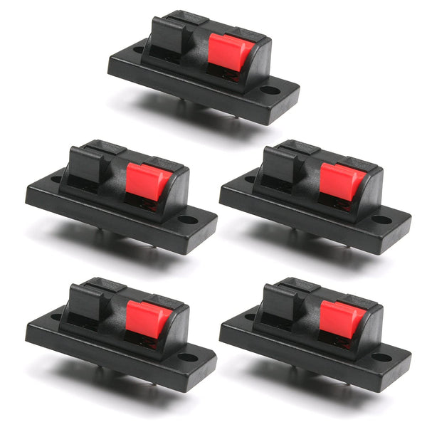 Fielect 5Pcs Spring Speaker Terminal Clip, 2 Way Speaker Connection Clip, Push Release Connector