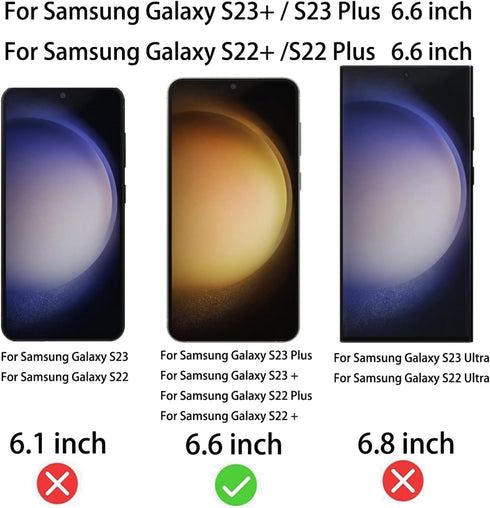 2 Pack Anti-Blue Mirror Privacy Tempered Glass for Samsung Galaxy S23 Plus/S22 Plus, 6.6" Anti-Spy Screen Protector.