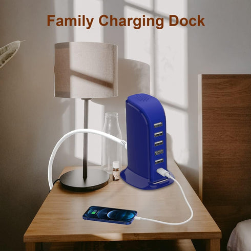USB Charging Station Upoy, 6 Ports Charging Blocks, USB Power Hub with C Port, Multi Charger 40W for Electronics