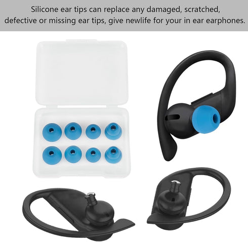 Earbud Replacement Tips - Silicone Tips Compatible with Powerbeats Pro and Beats Wireless Earphones (4 Pairs Blue)