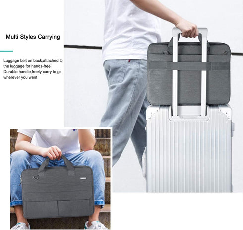 LANDICI 15.6 Inch Laptop Bag Carrying Case with Shoulder Strap, Slim Waterproof Computer Sleeve Cover for MacBook Pro,
