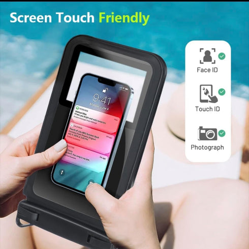 Waterproof Phone Pouch - All Gray Floating Pouch with Carrying Strap (Single 7.5)