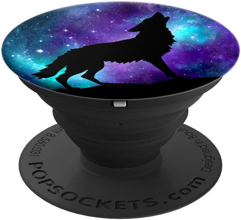 Galaxy Wolf Star Surreal Wild Lone Wolves Double-Exposure PopSockets Adhesive PopGrip