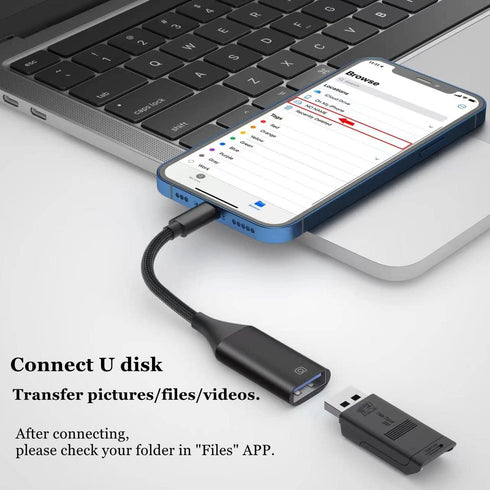 IVSHOWCO USB Camera Adapter for iPhone, iPad to USB OTG Cable Adapter, Supports USB Flash Drive, Card Reader, Mouse,