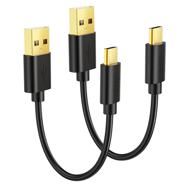 CableCreation 2-Pack Short USB to USB C Cable 6 inch, Fast Charging 3A Type C Cable for Power Bank, Black