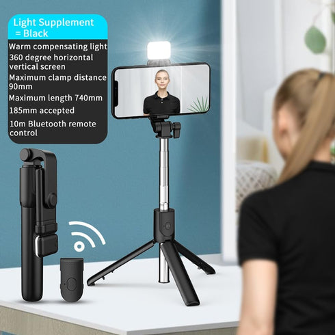 Tianle 4 1 4.7-6.5" Selfie Stick, in Selfie Stick Tripod with Light, Extendable and Portable Stable Tripod Stand Holder