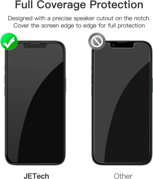 JETech Full Coverage Screen Protector for iPhone 13/13 Pro 6.1-Inch, Black Edge Tempered Glass Film with Easy Installation Tool, Case-Friendly, HD Clear, 3-Pack