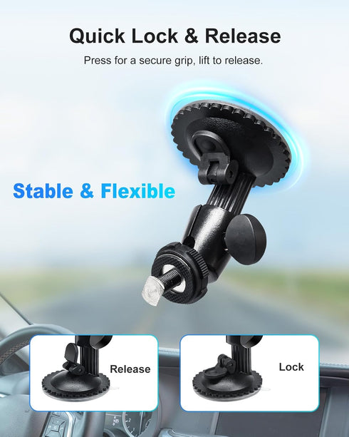 INSEETECH 5kg 360 Windshield Suction Mount for Backup Camera Monitor - Heavy-Duty Load Capacity, Metal Construction