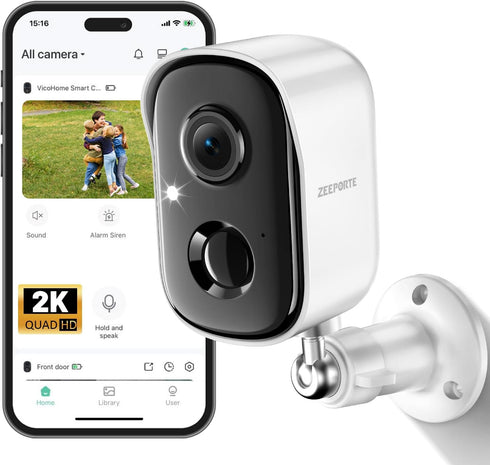 ZEEPORTE SECURITY Security Cameras Wireless Outdoor, 2K Cameras for Home Security with Color Night
