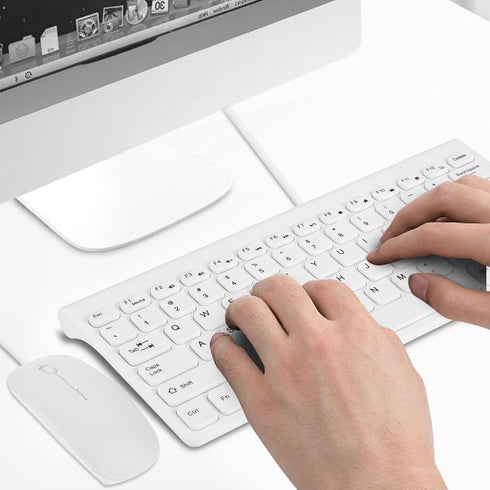 USB Wired Keyboard & Mouse Combo - Ultra-Thin Mini USB Mouse and Keyboard Combo (White)