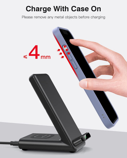 Wireless Charging Station, 3 in 1 Stand Made for Apple Watch Ultra/9/8/7/6/SE/5/4/3, Fast Wireless Charger for iPhone