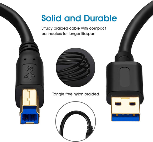 Jelly Tang 3.0 3Ft, 3.0 More(3Ft/1M) USB Cable A to B Superspeed USB A-B Cable - for Scanner, Printers, External Hard