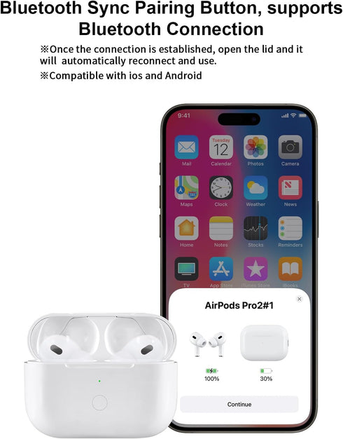 Wireless Charging Case for AirPods Pro 1st & 2nd Generation, USB-C Charging, Replacement with Bluetooth Pairing Sync