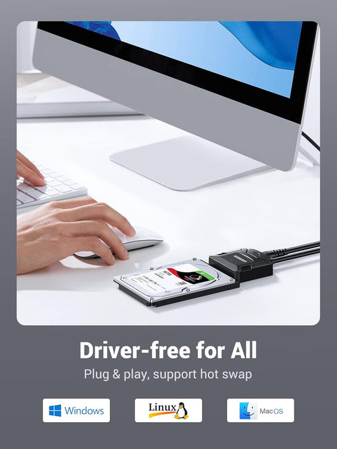 UGREEN SATA to USB 3.0 Adapter Cable for 3.5 2.5 Inch SSD/HDD Hard Drive Reader, SATA III Converter with 12V Power
