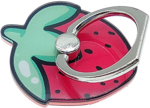 Crystal Flower Fruit Shape Ring Stent, 360° Rotation Finger Ring Grip Cell Phone Holder Stand (Strawberry)