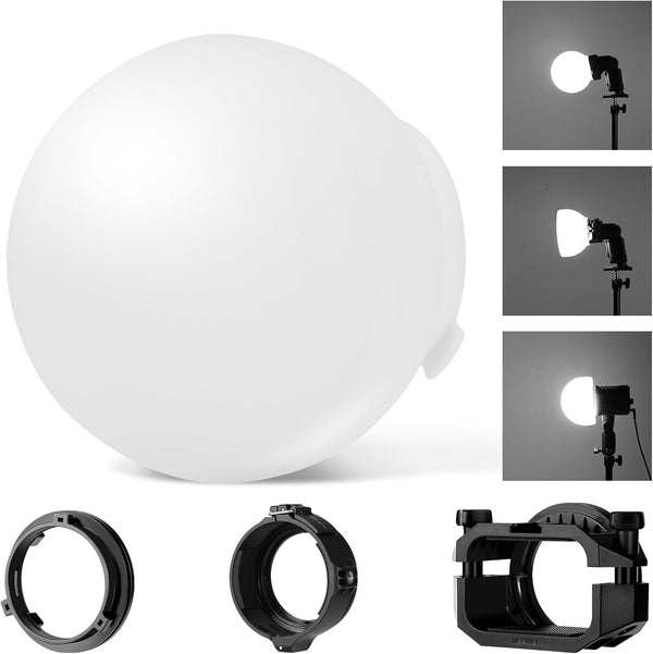 NEEWER CRS6 Softbox Diffusion Dome with 3 Adapter Rings, Compatible with Godox V1 NEEWER Z1 Z2 Round Head Flash and