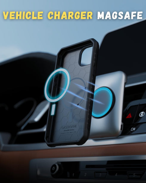 CaseBorne Protective Case for iPhone 15 - Compatible with MagSafe, Slim Yet Rugged with Tempered Glass Screen Protector