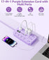 kakahigh 5 11 6 (24W/4.8A), Purple Extension Cord with Multiple Outlets- FT Lavender Power Strip, Girls Extension Cord