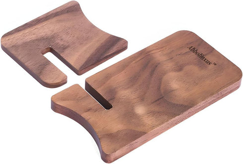 Abbolinxus Solid Wood Phone Stand, Desktop Wooden Phone Stand, Simple Phone Holder, Compatible with All Phones (Walnut