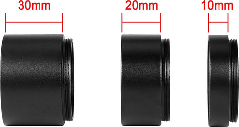 T2 Thread Spacer Ring/Extension Tube Kit, M42x0.75 on Both Sides, Length 10mm 20mm 30mm