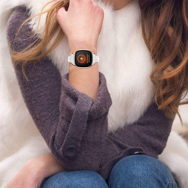 FitTurn Colorful Leather Bands Compatible with Fitbit Versa 4/Versa 3/Sense/Sense 2, Luxury Leather Sport Strap