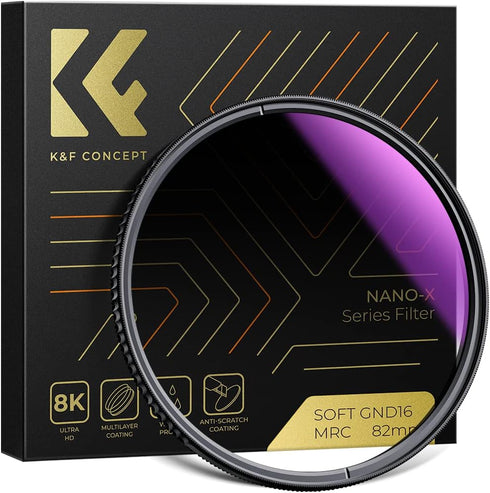 K&F Concept 52mm Soft GND8 (3 Stop) Lens Filter, Soft Graduated Neutral Density Filter with 28 Multi-Layer Coatings