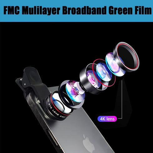 Phone Camera Lens, Clip on Cell HD Fisheye Lens Kit, 235° Fisheye Lens for Most iPhone Android Samsung Phones