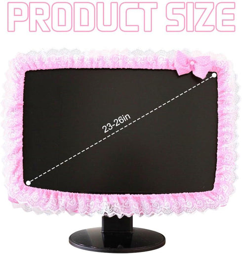 ZUYYON 2 23''-26'' Pcs Lovely Computer Monitor Cover with Bow-Knot Cute Elastic Monitor Dust Cover Protector Monitor