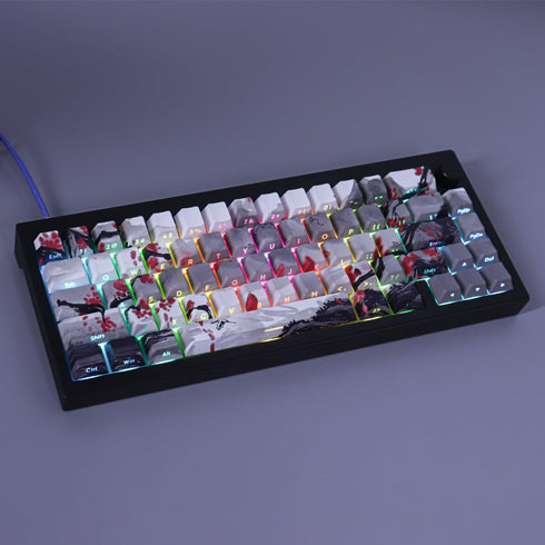 Tsungup PBT Keycaps - Side Printed Keycap Set, 135 Keys Double Shot Shine Through Landscape Painting Custom Keycaps for