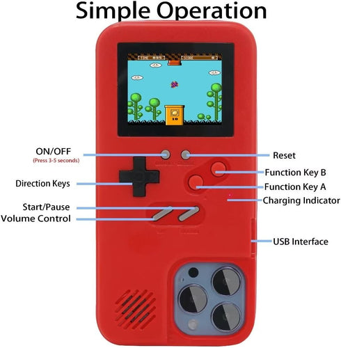 WeLohas Gameboy Case for iPhone X/XS - Retro 168 Classic Games Anti-Scratch Shockproof Phone Cover