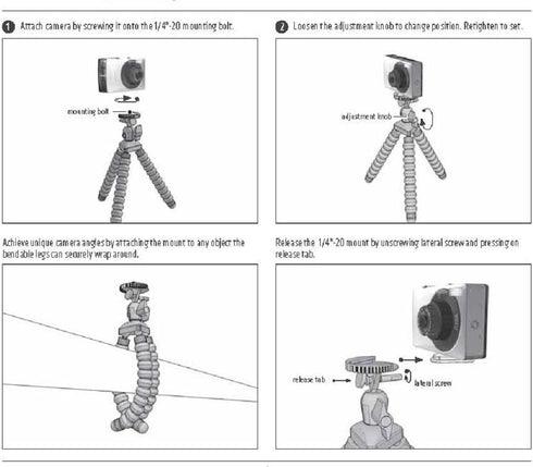 ARKON CMPTRI Mounts Mini Tripod Camera Mount | Content Creation & Live Streaming | Flexible Tripod Arms | Compatible