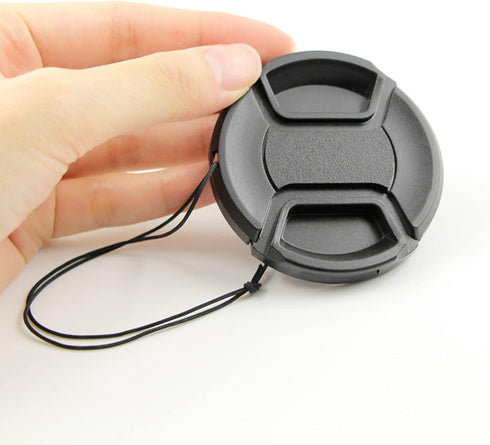 77mm Camera Lens Cap, PCTC Snap-On Center Pinch Front Cover with Strap for Nikon, Canon, Sony