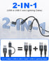 USB to USB C and Lightning Cable 2 in 1, 3A Fast Charging & Data Sync for Apple CarPlay & Android Auto