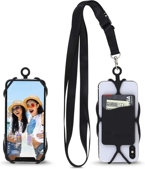 Gear Beast Universal Crossbody Pocket Cell Phone Lanyard, Compatible with iPhone & Galaxy, Black