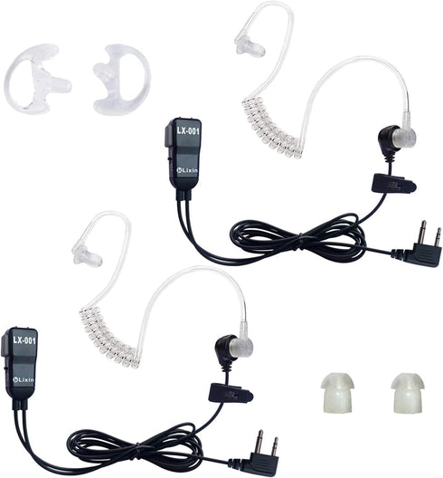 Lixin Two Way Radio Earpiece, Walkie Talkie Headset Compatible with Midland AVPH3, Black (Pair)