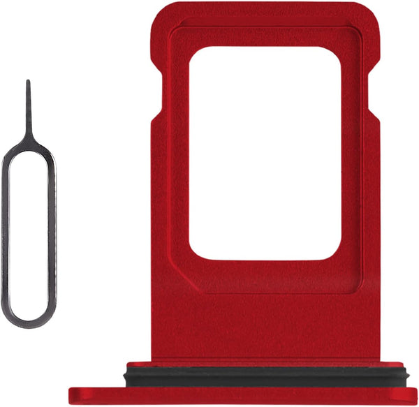 Red SIM Card Slot Replacement for iPhone XR, Single SIM Version Card Tray Holder Adapter with Waterproof Rubber Ring