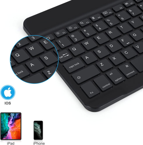 OMOTON Bluetooth Keyboard, Wireless Rechargeable Keyboard for iPad, iPad Pro, iPad Mini, iPad Air with Illuminated LED (Black)